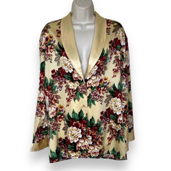 Vintage Victorias Secret Gold Label Floral Button Front Sleep Shirt Women Small - Picture 1 of 12
